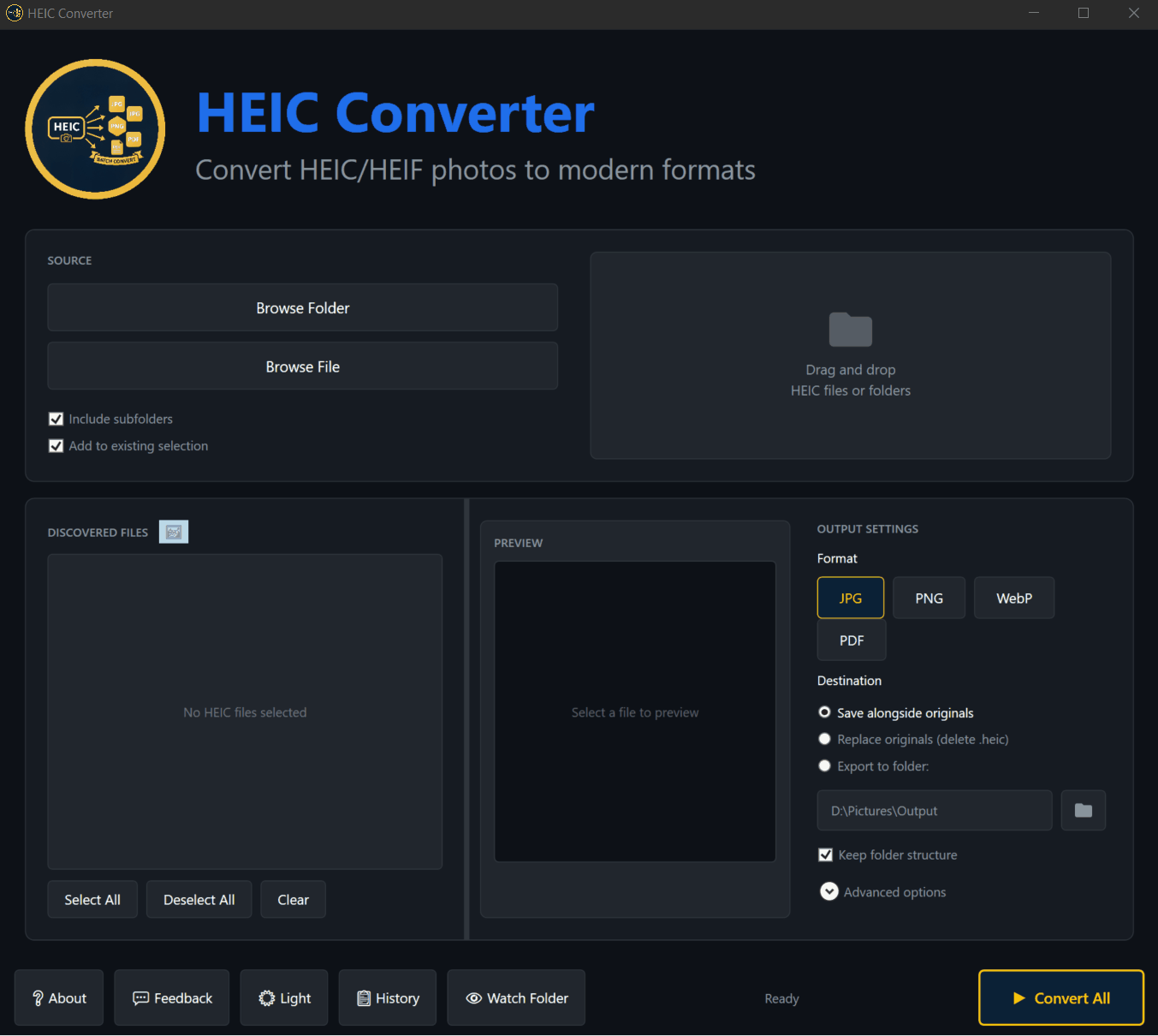 HEIC Converter — app walkthrough